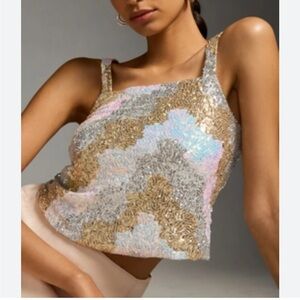 Anthropologie Sequin Tank Top - Gold, Silver, and Pastel